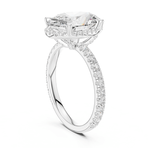 Anillo de Compromiso de Diamante Ovalado Cultivado en Laboratorio con Halo para Mujer, Plata de Ley 925, 4.25 Quilates, Certificado IGI, para Boda o Fiesta - Product Image 5