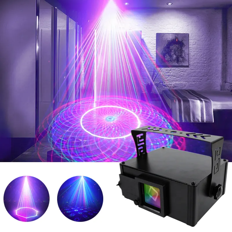 Novo 3D Animação Laser Stage Light DMX Controle de Som DJ Dance Party Luzes Projetor Disco Feixe de Luz Para Karaoke Discoteca