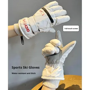 <span class=keywords><strong>Guanti</strong></span> da sci caldi foderati in pile da uomo ispessiti invernali <span class=keywords><strong>guanti</strong></span> da ciclismo all'aperto <span class=keywords><strong>per</strong></span> giocare a <span class=keywords><strong>neve</strong></span> bici elettrica con cerniera Touchscreen - Product Image 4