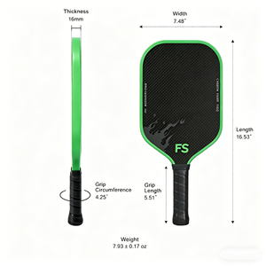 FitSpark Green Flame Gen 3+ Giro acelerado, fricción mejorada, mayor agarre al pelota, superficie texturizada de fibra de carbono cruda para pickleball - Product Image 5