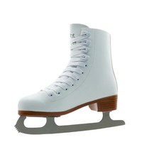 Patins à glace en cuir véritable blanc, beaux et confortables, pour femmes, avec lames en acier inoxydable, patins de haute qualité