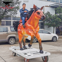 Simulateur d'équitation grandeur nature en silicone, fibre de verre et acier, modèle animatronique pour parcs, sculpture animale, accessoire photo