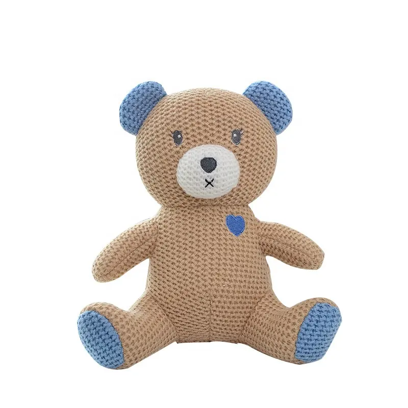 Schöne Plüsch Gefüllte Häkeln Teddybär Soft Toys Handgemachte Weiche Gestrickte Baby Rassel Plüschtiere