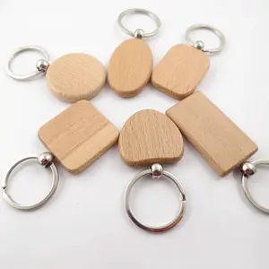 Blank Wooden Key Chain Diy Wood Keychain Rings Key Tags Promotional Gifts Custom logo