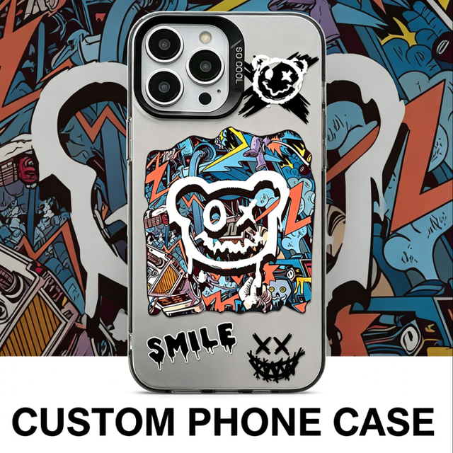 Graffiti Bear Street Art Print Phone Case for iPhone 17/15 Pro Max Phones Case, Shockproof Protective Cover Coque iphone Custom