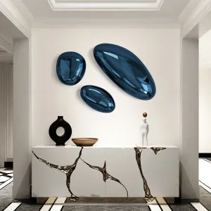 Personnalisation d'usine Logo taille artisanat moderne luxe décorations pour la maison suspendus métal galet acier inoxydable décoration murale