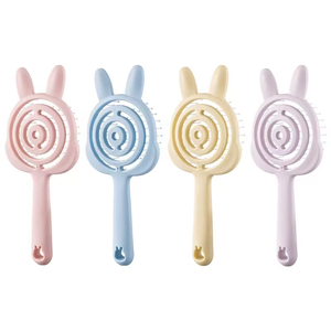 Custom Cute Kids Cartoon Plastic Portable Round Blue Paddle logo Mini Baby Detangle Hair Brushes para mujeres - Product Image 1