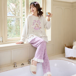 Set di indumenti da notte autunno e inverno in velluto tedesco <span class=keywords><strong>pigiama</strong></span> carino cartone animato da <span class=keywords><strong>donna</strong></span> dolce caldo Cashmere AB può indossare il <span class=keywords><strong>pigiama</strong></span> - Product Image 6