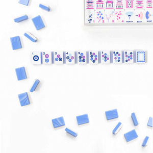 Juego de Mesa Familiar para 4 Jugadores, Portátil, con Fichas de Mahjong Americanas de Acrílico Azul y Burbujas - Product Image 4