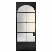 Porte intérieure en aluminium orange avec verre martelé effet vague d'eau, 10 panneaux, cadre fin, avec serrure à clé, décoration intérieure