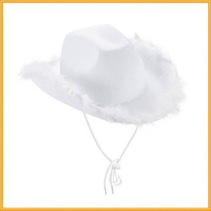 Chapeaux de cowgirl de style occidental pour femmes et filles, chapeau Fedora à bord roulé, bordure en plumes, rose, chapeaux de cowgirl - Product Image 5