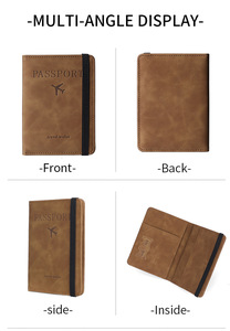 Productos más vendidos 2025 Funda de pasaporte clásica antidesmagnetización Pasaporte de cuero PU y tarjetero Cartera Pasaporte Titular - Product Image 5