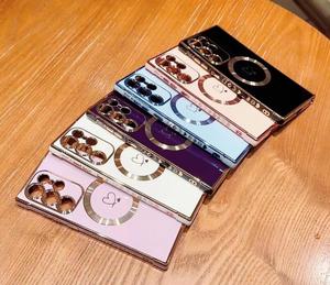 Custodia per telefono <span class=keywords><strong>con</strong></span> ricarica Wireless magnetica per Samsung <span class=keywords><strong>Galaxy</strong></span> S23 Ultra S22 Plus S21 FE S20 placcato Cover posteriore a cuore - Product Image 3