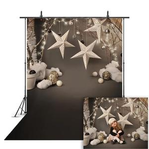 Fête de noël planche de bois flocons de neige branche de pin photographie décors arrière-plans Photo hiver Portrait Photophone - Product Image 2
