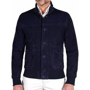 Blouson bomber décontracté pour homme en daim léger avec fermeture à boutons et col montant, idéal pour l'automne - Product Image 4