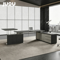 Bureau de direction moderne intelligent et modulaire en MDF, style italien haut de gamme, avec système de levage et tiroirs de rangement