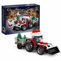 Ensemble de blocs de construction de tracteur à neige de Noël 428 pièces avec cabine à chapeau de Père Noël, arbre de Noël et accessoires de fêtes