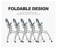 Ekintop Chaises d'école pliables pour salle de formation professionnelle Bloc-notes empilable Chaise de formation scolaire en maille