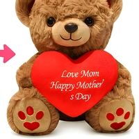 Ours en peluche pour la fête des mères, jouet en peluche doux avec cœur rouge, cadeau pour maman