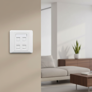 하일 YWT-1202 싱글/듀얼 포트 Cat5e/Cat6 UTP RJ45 여성형 월 플레이트 키스톤 잭 86x86mm 네트워크 커넥터 화이트 ABS/라벤더 - Product Image 1