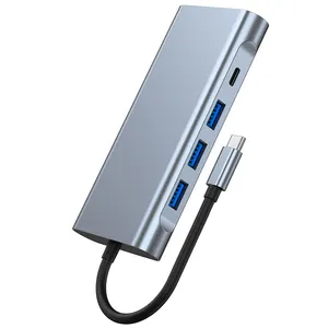 USB C 허브 HDTV 10 1 허브 멀티 포트 어댑터 알루미늄 합금 USB C HDTV VGA LAN PD USB3.0/2.0 TF SD USB-C