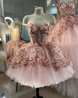Robes De Quinceanera rose 3D fleur dentelle robe De bal Pageant fête douce 15 16 robes Vestidos De Fiesta 2025