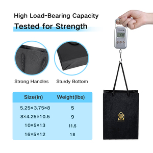 Dập nổi Túi giấy đặc biệt bán buôn Logo tùy chỉnh kích thước nhỏ Túi quà màu đen với tay cầm dây - Product Image 4