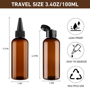 Empty 60ml 100ml 150ml clear <b>Plastic</b> Hair Oil Squeeze Applicator Packaging Bottle With Twist-open Dispensing <b>Cap</b> - Product Image 2