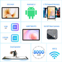 Tablette Android 10 Pouces avec Clavier Souris, 16 Go de RAM, 128 Go de ROM, Android 15, Caméra 8 MP, Tablette PC 8000 mAh