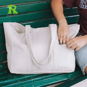 Tas <span class=keywords><strong>Tote</strong></span> kanvas, tas <span class=keywords><strong>Tote</strong></span> utilitas dengan 2 saku depan dan lengan Laptop, <span class=keywords><strong>tote</strong></span> harian tugas berat - Product Image 3