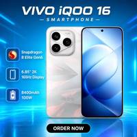 Téléphone Neuf 2026 VIVO IQOO 16 avec Snapdragon 8 Elite Gen6 / Puce de Jeu Q4 / Écran 2K / Batterie 8400 mAh 100W / Système OriginOS 7