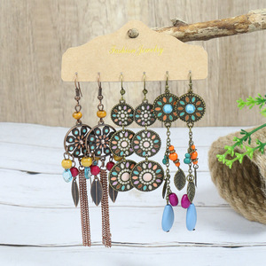 Bohemian Dangle Earrings Set Alloy Tassel <b>Drop</b> Earrings Women's Party Fashion Jewelry - Product Image 2