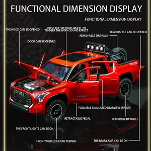 Modelo a Escala 1:24 <span class=keywords><strong>de</strong></span> Tundra, <span class=keywords><strong>de</strong></span> Aleación Fundida a Presión, con Sonido, Luces, Dirección Rebatible, Batería <span class=keywords><strong>de</strong></span> Litio, Puertas que se Abren, para Niños, con Licencia Original - Product Image 6