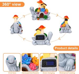 Decoración Solar para Jardín, Tortuga con Suculenta y 7 Luces LED, Regalos de Navidad y Cumpleaños para Mujeres, Mamá, Abuela, Hombres, Estatuas de Exterior - Product Image 5