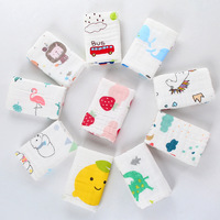 En gros, petite serviette de bave en coton 25x25 cm, carrée, haute densité, six couches, gaze bulle, motif dessin animé, absorbante, épaisse et douce, type mouchoir