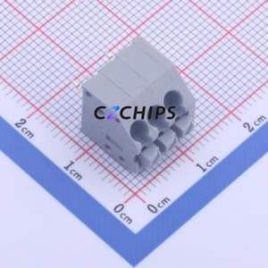 250-203 Spring Terminal Block Through hole Component (THT),P=3.5mm Connector 1x3P 3.5mm Gray 3P - Product Image 1