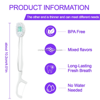 Lot de 16 mini-brosses à dents jetables douces avec dentifrice pré-appliqué, gratte-langue et fil dentaire, parfum lavande, en plastique portable