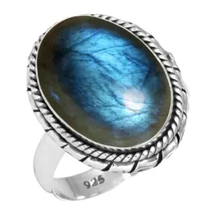 Design Custom Stone Jewelry 925 Sterling Silver Women Moonstone Gemstone Solid Silver Ring Natural Labradorite Ring
