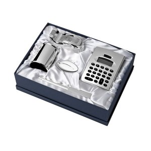 Lux <b>Desk</b> Set Firenze 5 Pcs Silver Finish Office <b>Gift</b> Set - Product Image 1