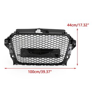 Parrilla de nido de abeja negra brillante para coche <span class=keywords><strong>A3</strong></span> S3, rejilla de malla para parachoques delantero estilo RS3 para <span class=keywords><strong>Audi</strong></span> <span class=keywords><strong>A3</strong></span> 8V S3 2013 2014 2015 2016 - Product Image 2
