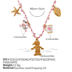 度假可爱甜美海洋陶瓷魅力不锈钢18k镀金吊坠时尚女性饰品项链批发 - Product Image 5