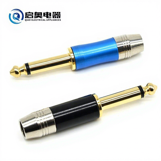 6.35mm Brass Mono Jack Plugs to Electrical Adapter for Guitar and Phone Audio Jack Connector