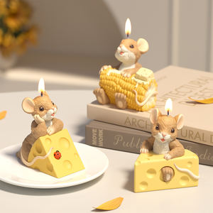 قالب سيليكون DM1185 على شكل شمعة حيوان كرتوني ثلاثي الأبعاد، قالب خبز كيك الموس على شكل فأر وجبن لطيف يمكنك صنعه بنفسك لتزيين المنزل - Product Image 2