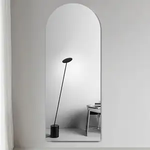 Smart Anti Fog Led Dekoratif Melengkung Tinggi Dekoratif Dinding Kamar Mandi Lantai Cermin