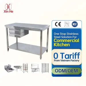 Mesa de aço inoxidável grande personalizada da estação de trabalho da cozinha da bancada 304 do metal com gaveta