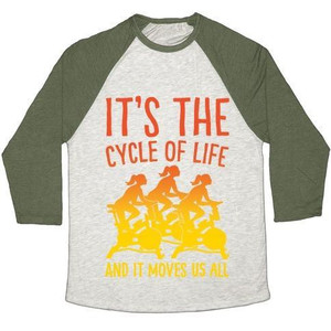 T-shirt de baseball unisexe en tissu mélangé avec impression blanche « It's the Cycle of Life Spinning Parody » - Product Image 3