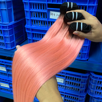 Extensions de cheveux Ombre 1b/Rose, tissage corporel, vierges, cuticules alignées, lisses comme des baguettes, pour femmes noires