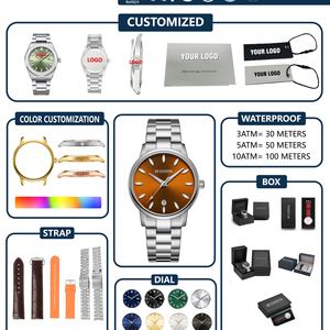 Reloj de Hombre de Acero Inoxidable con Movimiento Mecánico Japonés Personalizado OEM, Esqueleto Automático, Esfera Analógica de Negocios, MOQ 50 Piezas - Product Image 4