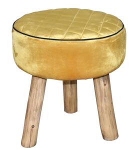 Pouf ottoman minimaliste moderne en velours jaune, tissu solide, construction durable et écologique pour ferme, hôtel, salon - Product Image 2