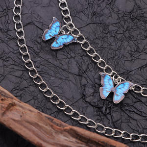 Double Layered Blue Butterfly Metal Shoe <b>Chain</b> For Women Martin <b>Boot</b> Decorations Accessory - Product Image 4
